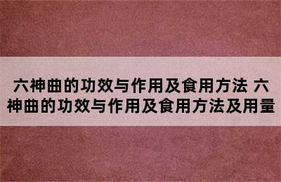 六神曲的功效与作用及食用方法 六神曲的功效与作用及食用方法及用量